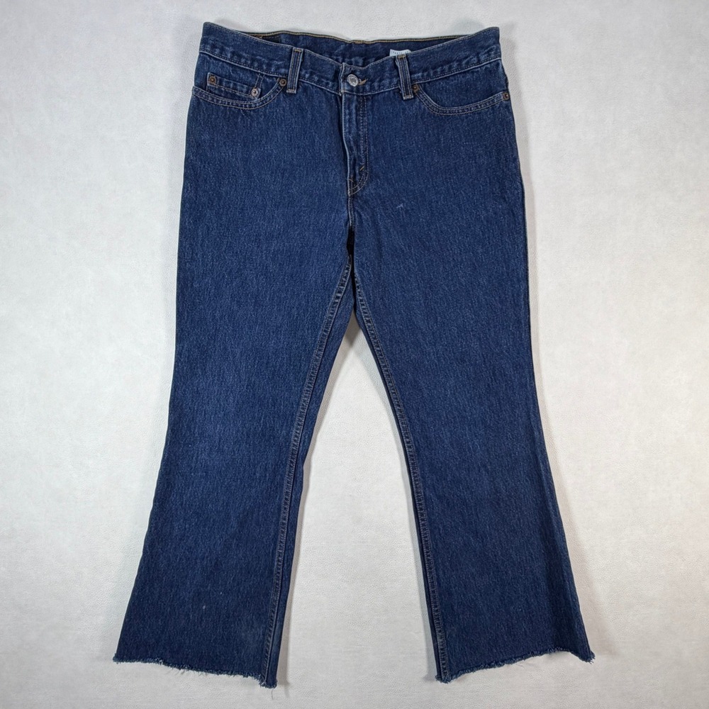 Vintage Levis 514 Superlow Flare Leg Jeans Womens 31x28 Raw Hem Made in USA Y2K